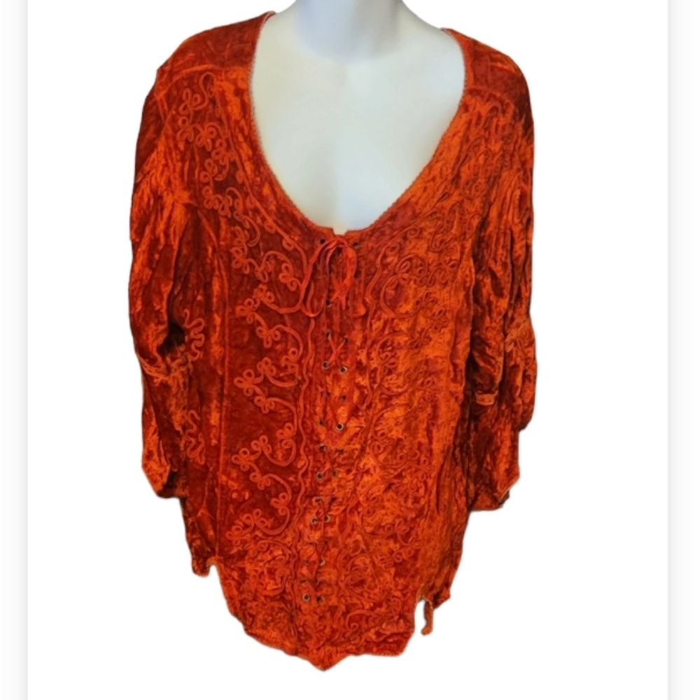 Holy clothing velvet lace up blouse size XL